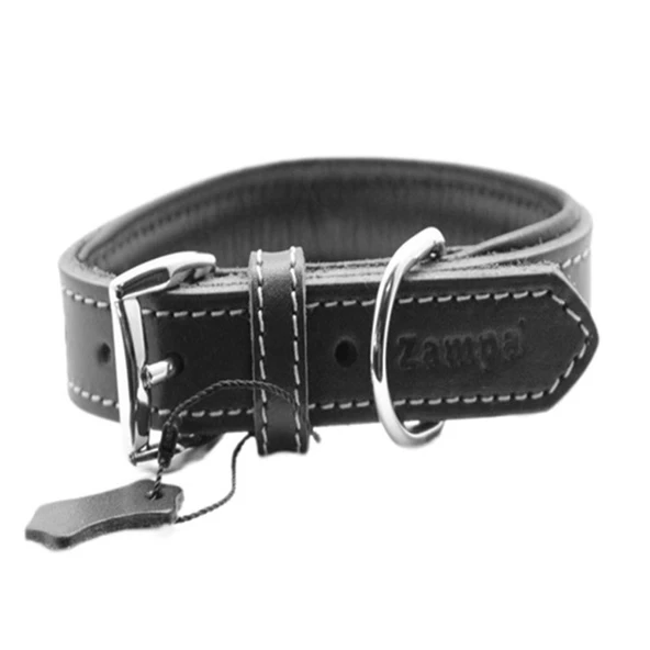 Zampa Yumuşak Dokulu Gerçek Deri Tribeca Köpek Boyun Tasması Siyah 4x72 Cm ürün görseli 1