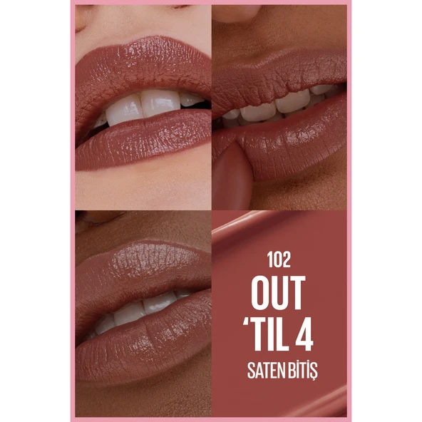 Maybelline New York Serum Etkili Hyalüronik Asit ve Besleyici Yağ İçeren Ruj - 102 Out 'Til 4 - Resim 10