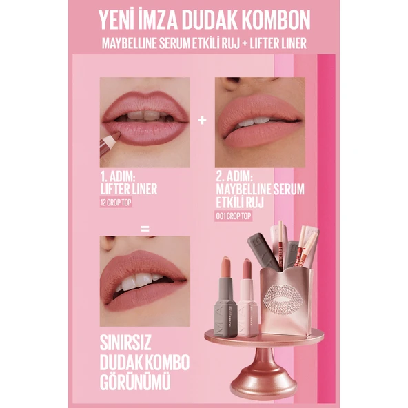 Maybelline NY Serum Etkili Hyalüronik Asit ve Besleyici Yağ İçeren Ruj - 001 Crop Top - Resim 12