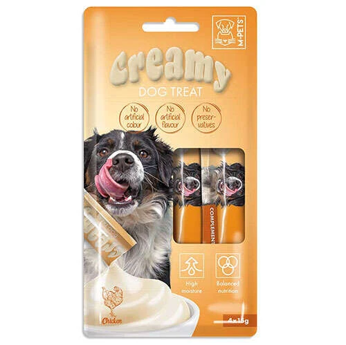 M-Pets Creamy Chicken Tavuk Etli Ek Besin ve Köpek Ödülü 4x15 Gr ürün görseli 1