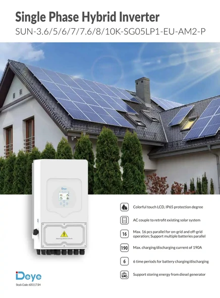 Deye 10 kW Monofaze LV Hibrit İnverter (Dahili Wifi ve Limiter) - Resim 5