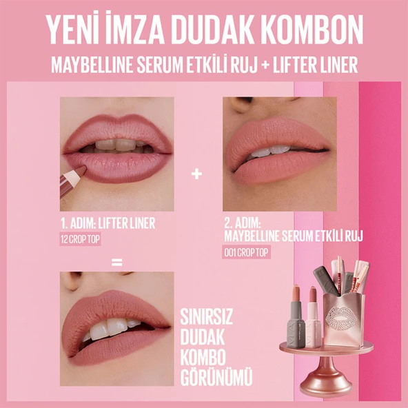 Maybelline NY Serum Etkili Hyalüronik Asit ve Besleyici Yağ İçeren Ruj - 001 Crop Top - Resim 5