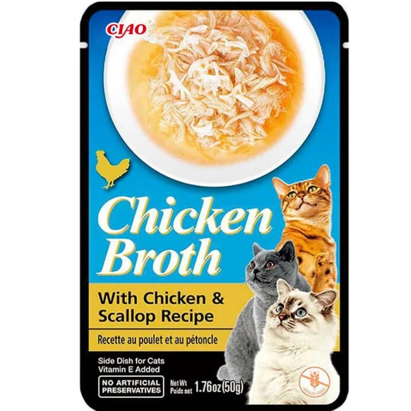 Ciao Chicken Broth Tavuk Sulu ve Deniz Taraklı Kedi Çorbası 50 Gr ürün görseli 1