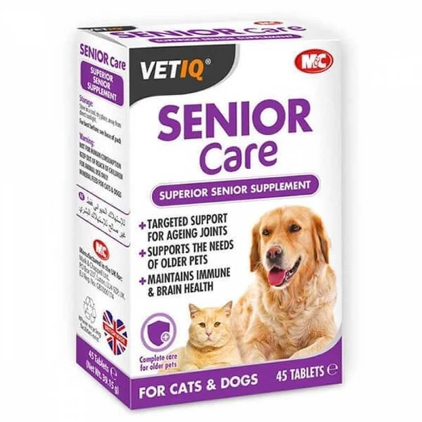 MC VetIQ  Senior Care +6 Yaş Üzeri Kedi ve Köpek Ek Besin Takviyesi 45 Tablet ürün görseli 1