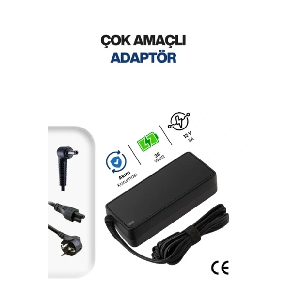 12V 3A 5.5 * 2.5mm 36W AC/DC Adaptör ürün görseli 1