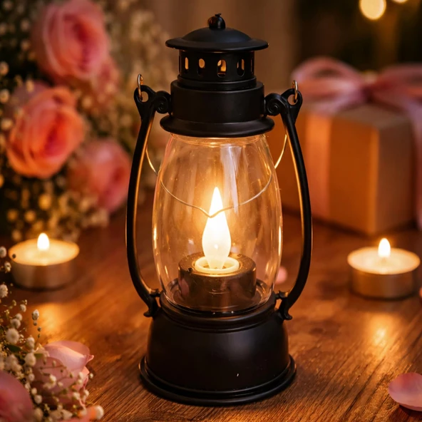 Hedies Işıklı Pilli Dekoratif Gaz Lambası Büyük Boy (QRK-BIB-0382) - Resim 3