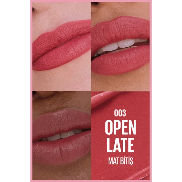 Maybelline NY Serum Etkili Hyalüronik Asit ve Besleyici Yağ İçeren Ruj - 003 Open Late - Resim 10