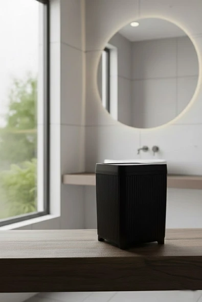 Lines Serisi Siyah Banyo Seti, 2 Parça Akrilik 5 Litre Çöp Kovası 3078 - Resim 5