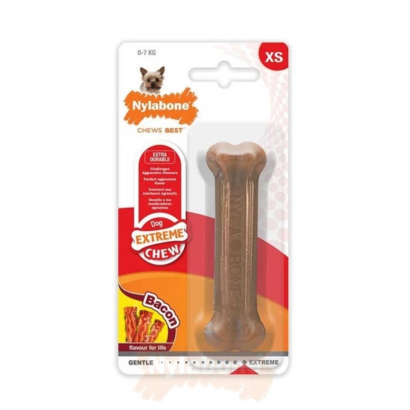 Nylabone Domuz Pastırması Aromalı Köpek Çiğneme Kemiği XSmall ürün görseli 1