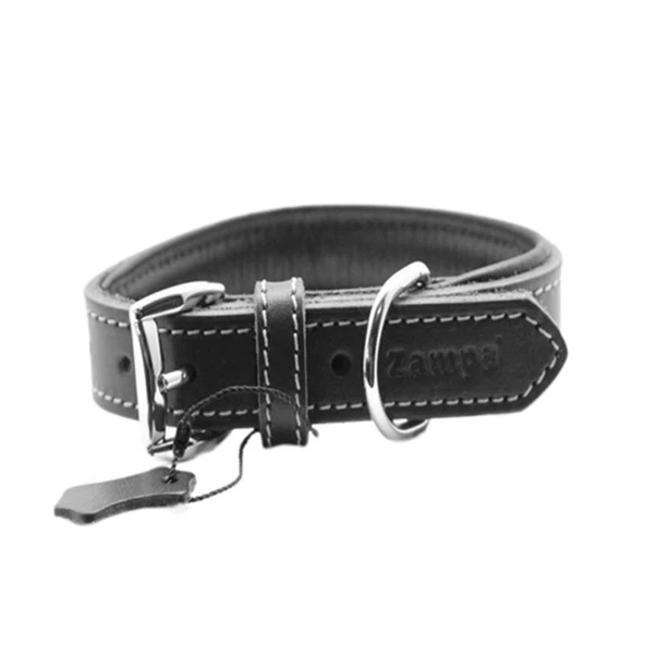 Zampa Yumuşak Dokulu Gerçek Deri Tribeca Köpek Boyun Tasması Siyah 3x54 Cm ürün görseli 1