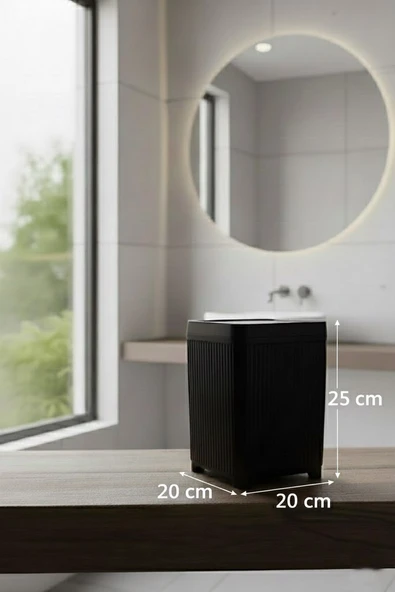 Lines Serisi Siyah Banyo Seti, 2 Parça Akrilik 5 Litre Çöp Kovası 3078 - Resim 7