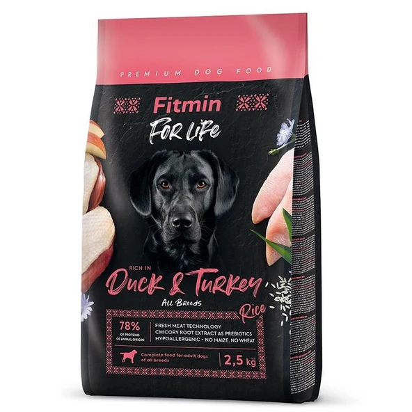 Fitmin For Life Hypo-Allergenic Ördekli Ve Hindli Yetişkin Köpek Maması 2,5 Kg ürün görseli 1