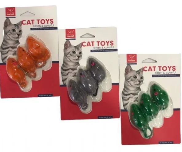 Nunbell Tüylü Fare Kedi Oyuncağı 3 Lü ürün görseli 1