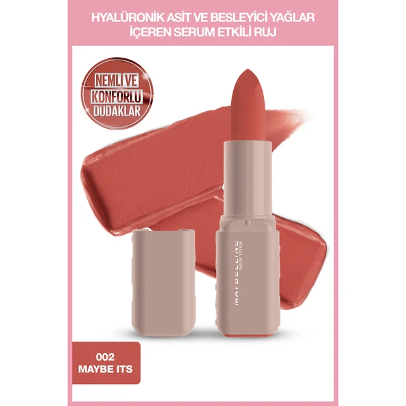 Maybelline NY Serum Etkili Hyalüronik Asit ve Besleyici Yağ İçeren Ruj - 002 Maybe It's - Resim 8