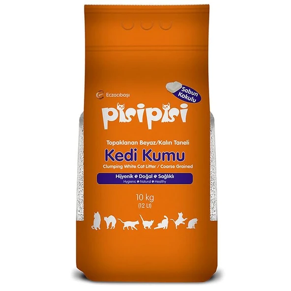Pisipisi Sabun Kokulu Kalın Taneli Topaklanan Kedi Kumu 10 Kg ürün görseli 1