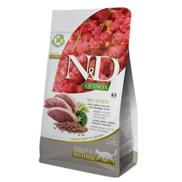 N&D Quinoa Ördekli ve Brokolili Kısırlaştırılmış Kedi Maması 1.5 Kg ürün görseli 1