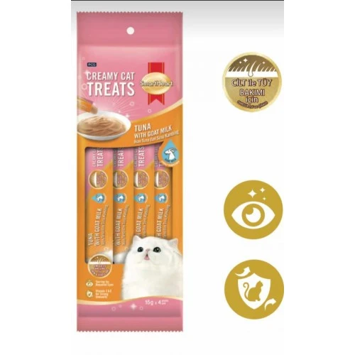 SmartHeart Krema Tuna ile Keçi Sütlü Kedi Ödülü 4x15 Gr ürün görseli 1