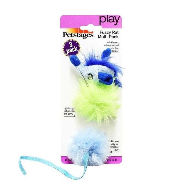 Petstages Fuzzy Rat 3 Parçalı Fare Kedi Oyuncağı ürün görseli 1