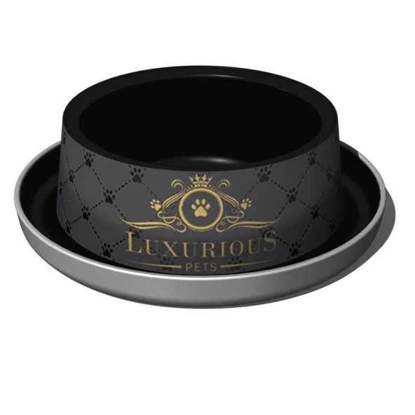 Moderna Trendy Luxurious Kedi ve Köpek Mama Kabı Siyah 350 ml ürün görseli 1