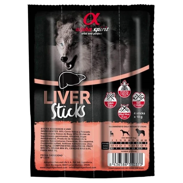 Alpha Spirit Ciğerli Sticks Köpek Ödül Maması 4X10 Gr ürün görseli 1