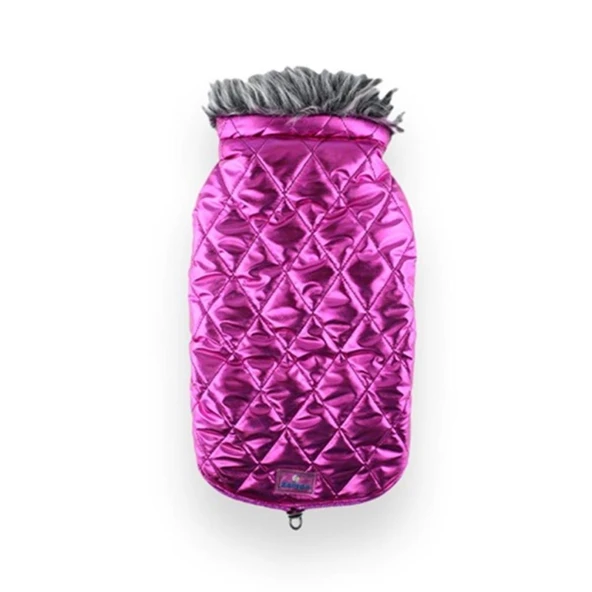 Zampa Shiny Yakalı Kürklü Mont Fuşya Large ürün görseli 1