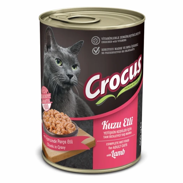 Crocus Yetişkin Kedi Kuzu Etli Yaş Mama 400 Gr ürün görseli 1