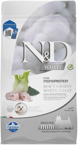 N&D White Spirulina Küçük Irk Beyaz Yetişkin Köpek Maması 2 Kg ürün görseli 1