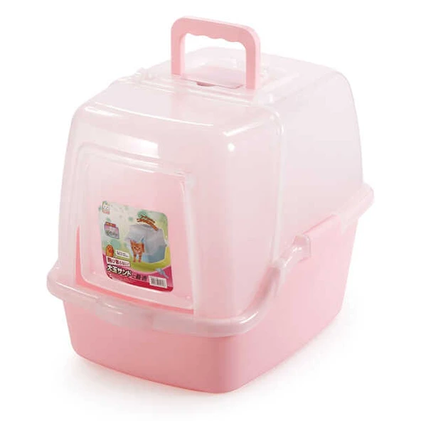 Pet Zone Filtreli Kapalı Kedi Tuvalet Kabı Pembe ürün görseli 1