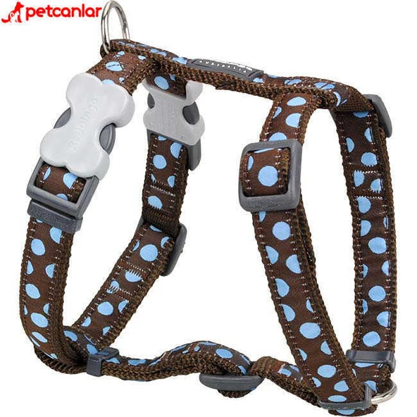 Red Dingo Benekli Köpek Göğüs Tasması Kahverengi Mavi 25 mm ürün görseli 1
