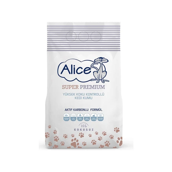 Alice Aktif Karbonlu Super Premium Topaklaşan Kedi Kumu 10 Lt ürün görseli 1