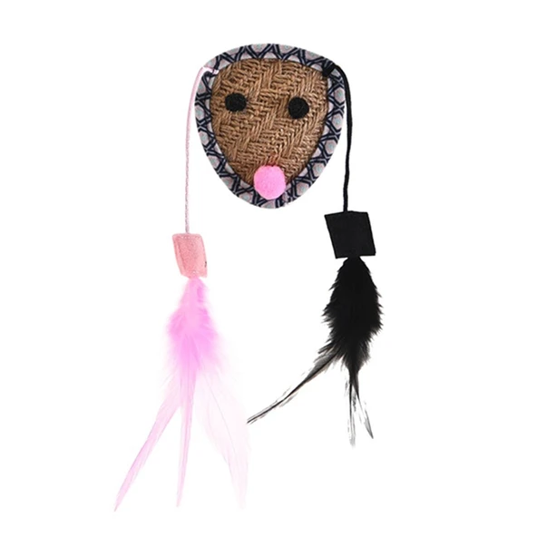 Zampa Kahverengi İki İpli Tüylü Hasır Kedi Oyuncağı, 8x29 Cm ürün görseli 1