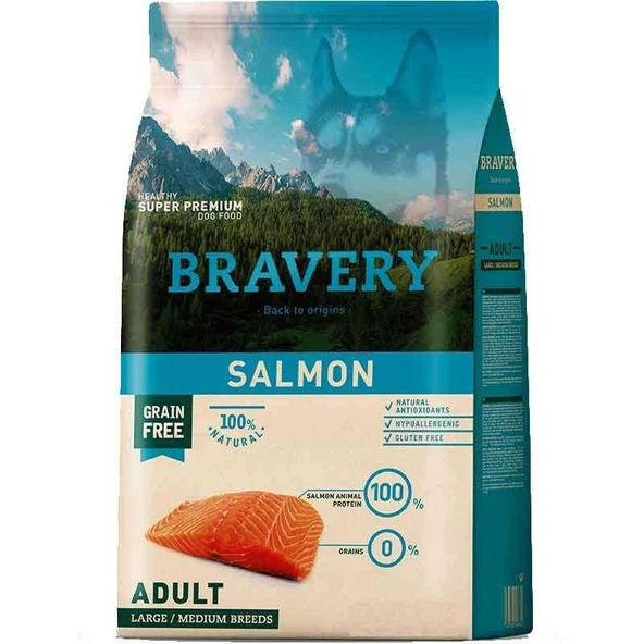 Bravery Tahılsız Somon Balıklı Orta Ve Büyük Irk Yavru  Köpek Maması 4 Kg ürün görseli 1