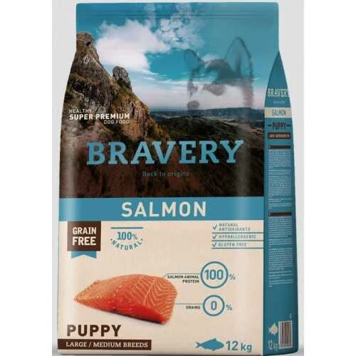 Bravery Tahılsız Puppy Medium Large Somon Balıklı Köpek Maması 12 Kg ürün görseli 1