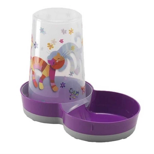 Moderna Friends Hazneli Kedi Mama ve Su Kabı Mor 1,5 Litre ürün görseli 1