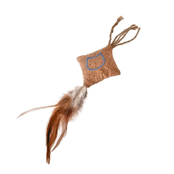 Zampa Kahverengi Tüylü Hasır Kedi Oyuncağı 25x6 Cm ürün görseli 1