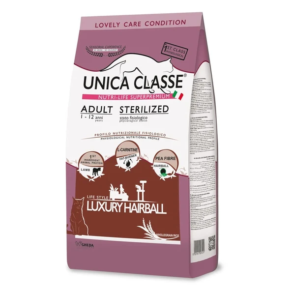 Unica Classe Kışırlaştırılmış Kuzu Etli Haırball Kedi Maması 1.5 Kg ürün görseli 1