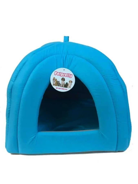 Pet Pretty Piramit Kumaş Yuvalı Kedi Yatağı Mavi 43x43x40 Cm ürün görseli 1