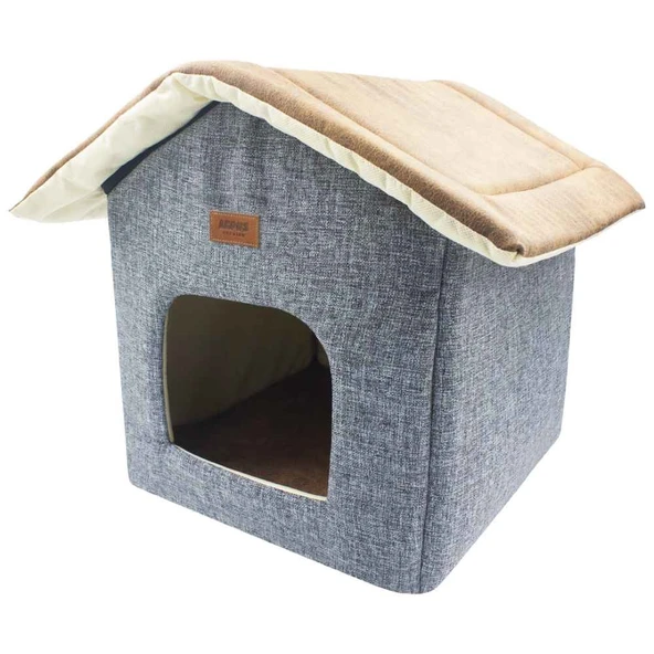 Lepus Shack House Kedi Köpek Yuvalı Yatak Gri 35x35x40 Cm ürün görseli 1