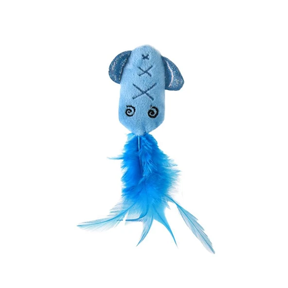 Zampa Mavi Tüylü Kalamar Peluş Kedi Oyuncağı 5,8x16 Cm ürün görseli 1