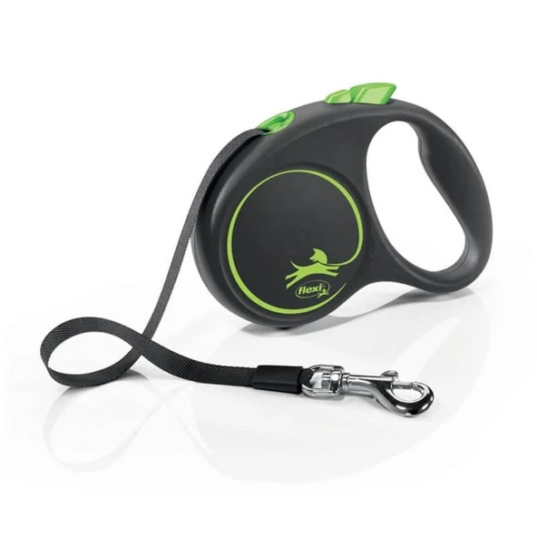 Flexi Siyah Seri Large  Şerit Otomatik Tasma Yeşil 5 Metre ürün görseli 1