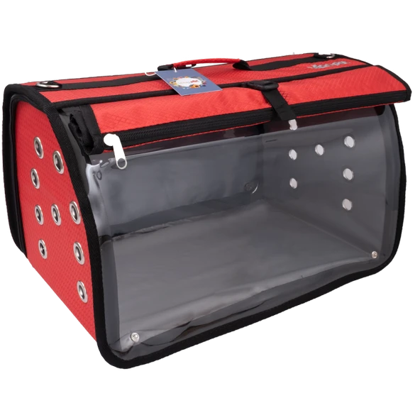 Leon Pet Büyük Akustik Kedi ve Köpek Taşıma Çantası Kırmızı ürün görseli 1