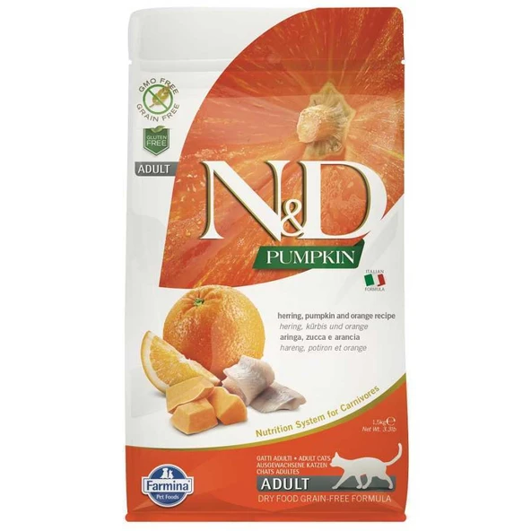 N&D Balkabaklı Balıklı Portakallı Kedi Maması 1.5 Kg ürün görseli 1