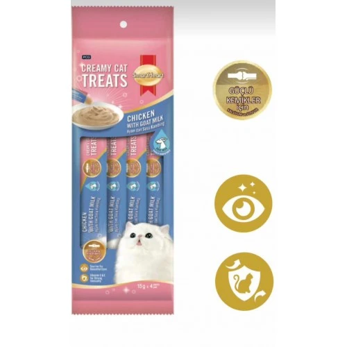 SmartHeart Krema Tavuk ile Keçi Sütlü Kedi Ödülü 4x15 Gr ürün görseli 1