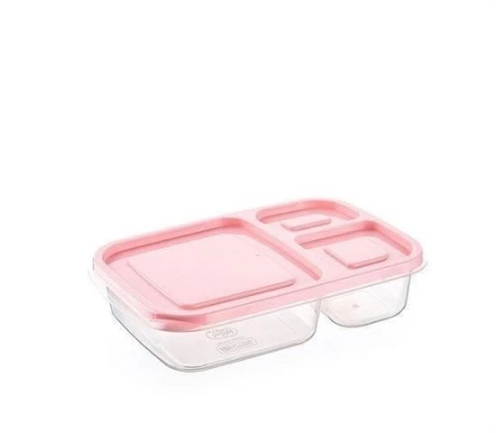 AMS NET® 3 Bölmeli Sefer Tası Pratik Kolay Gıda Diyet Saklama Erzak Kabı - Resim 4