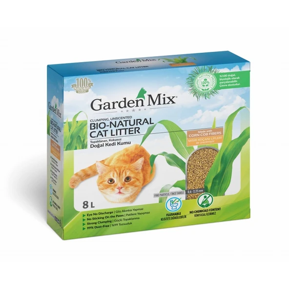 Gardenmix Topaklanan Mısır Lifli Kedi Kumu 8 Lt ürün görseli 1