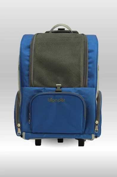 Leon Pet Kedi ve Köpek Tekerlekli Taşıma Çantası Mavi 32x28x51 Cm ürün görseli 1