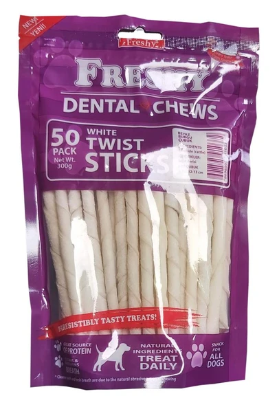 Freshy Dental Twists Sütlü Burgu Çubuk 50'li Paket 300 Gr ürün görseli 1