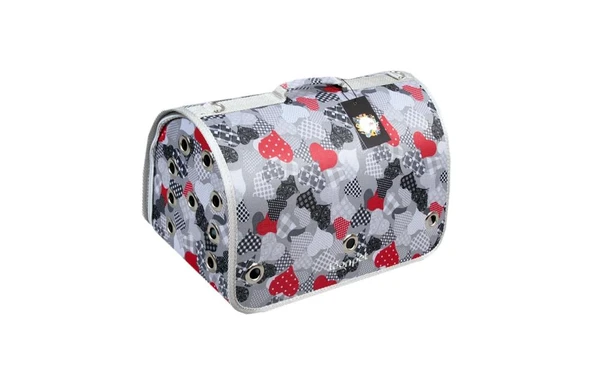 Leonpet Köpek ve Kedi Fly Bag Taşıma Çantası Gri Kalp Desenli 25x40x25 Cm ürün görseli 1