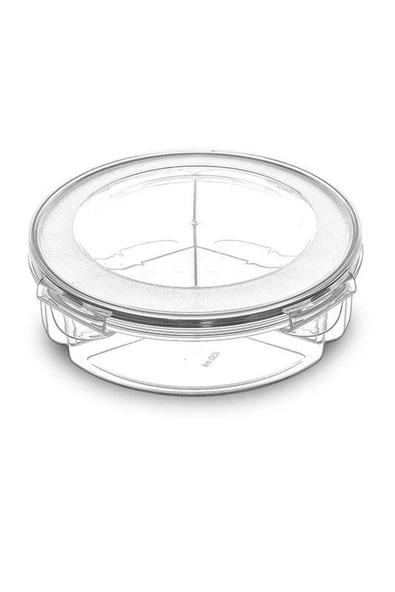 AMS NET® 3 Bölmeli Sızdırmaz Contalı Kilitli Kapaklı 1,35 Litre yuvarlak Erzak Saklama Kabı LC-500 - Resim 6