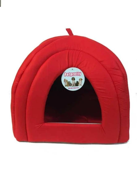 Pet Pretty Piramit Kumaş Yuvalı Kedi Yatağı Kırmızı 43x43x40 Cm ürün görseli 1